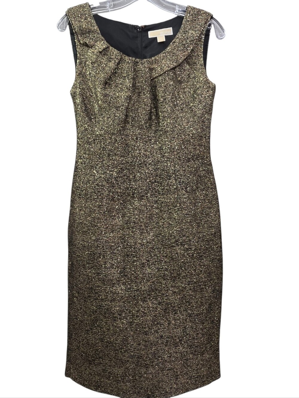 Michael Michael Kors Bronze Gold Metalic Sleeveless Scoopneck Cocktail Dress
